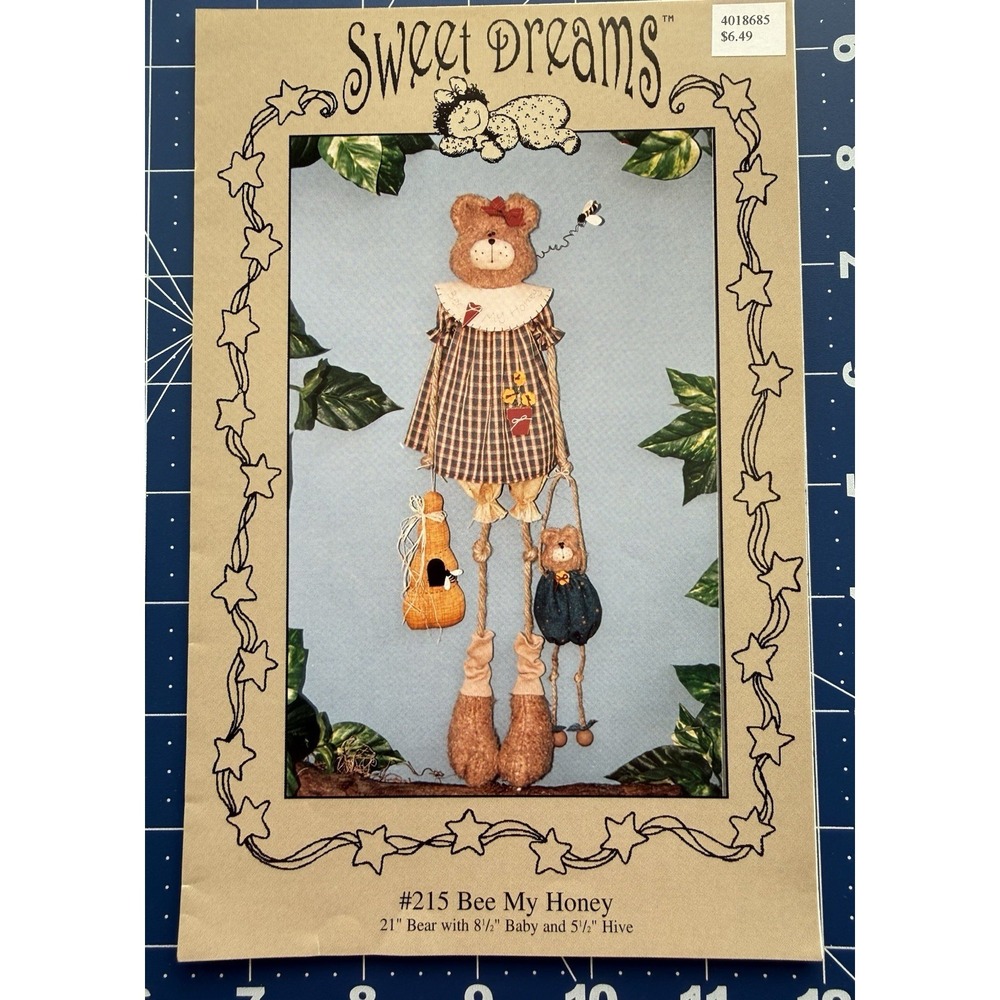 Sweet Dreams‎ Bee My Honey 21" Bear, 8.5" Baby & 5.5" Hive Craft Doll Pattern UC